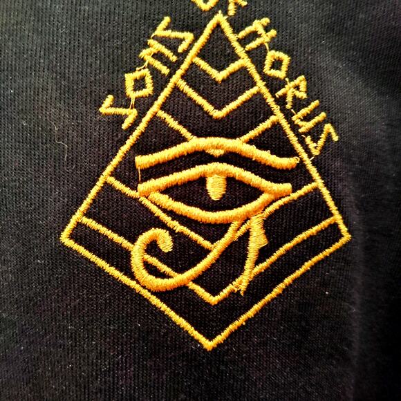 Sons Of Horus Hoodie Mens M Black Embroidered Logo kangaroo Pocket Drawstring - Picture 4 of 8